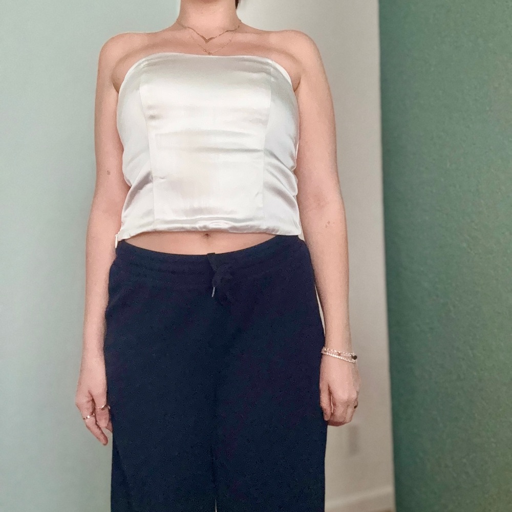Abercrombie & Fitch Y2K Cream Satin Corset Top- Size Medium- Elevated basic